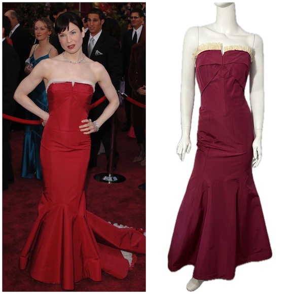 CAROLINA HERRERA - RENEE's OSCAR $5490 Runway RASPBERRY SILK Gown Dress 4-6 - Picture 1 of 14